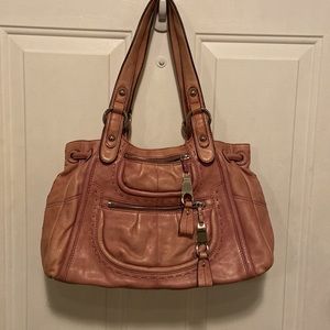 B MAKOWSKY Pink Genuine Leather Hand Bag Shoulder Satchel Bag Purse